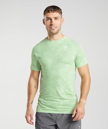 Pánské T Shirts Gymshark Geo Seamless Zelene Zelene | CZ 2485RVD